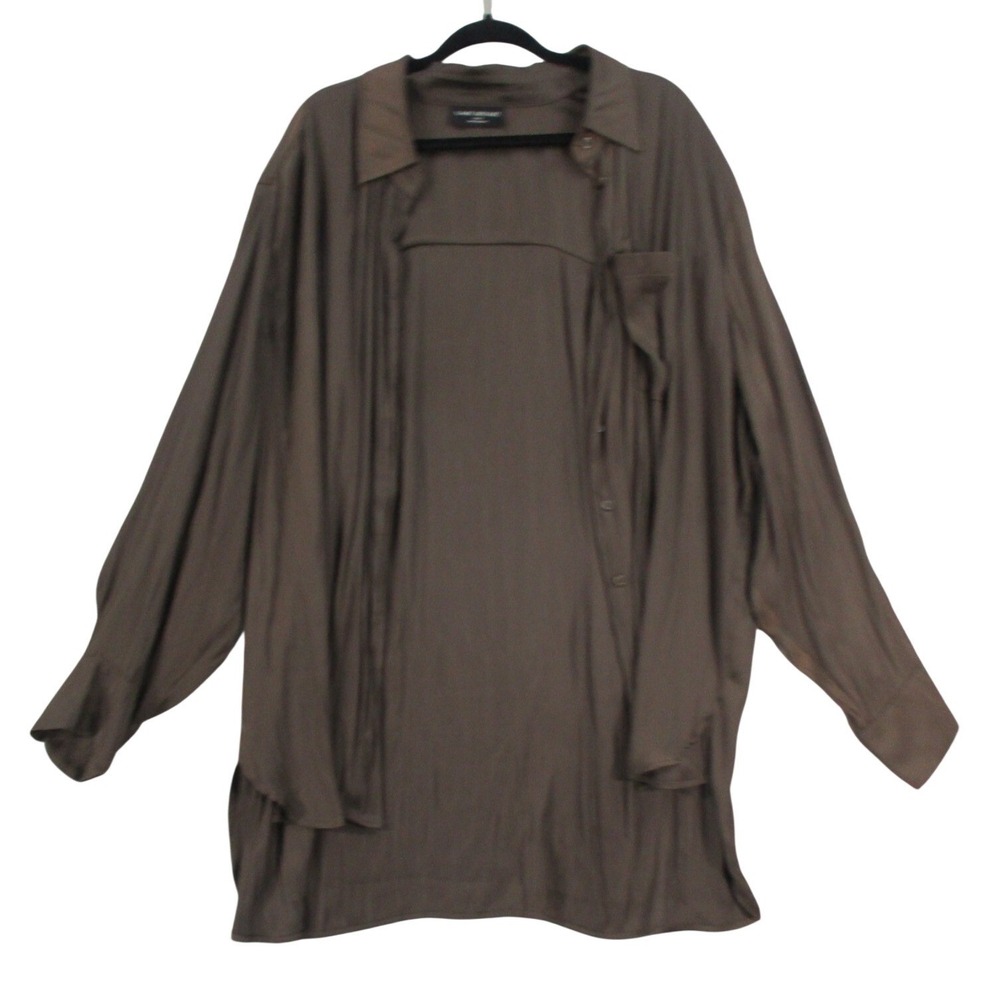 Lane Bryant Womens Brown Long Sleeve Button Down Shirt Plus Size 26/28 4780